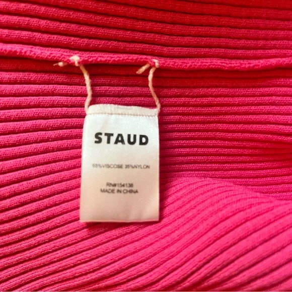 Staud x Birkenstock Pink and Orange Shoko Long Sleeve Midi Dress Medium - Picture 13 of 16